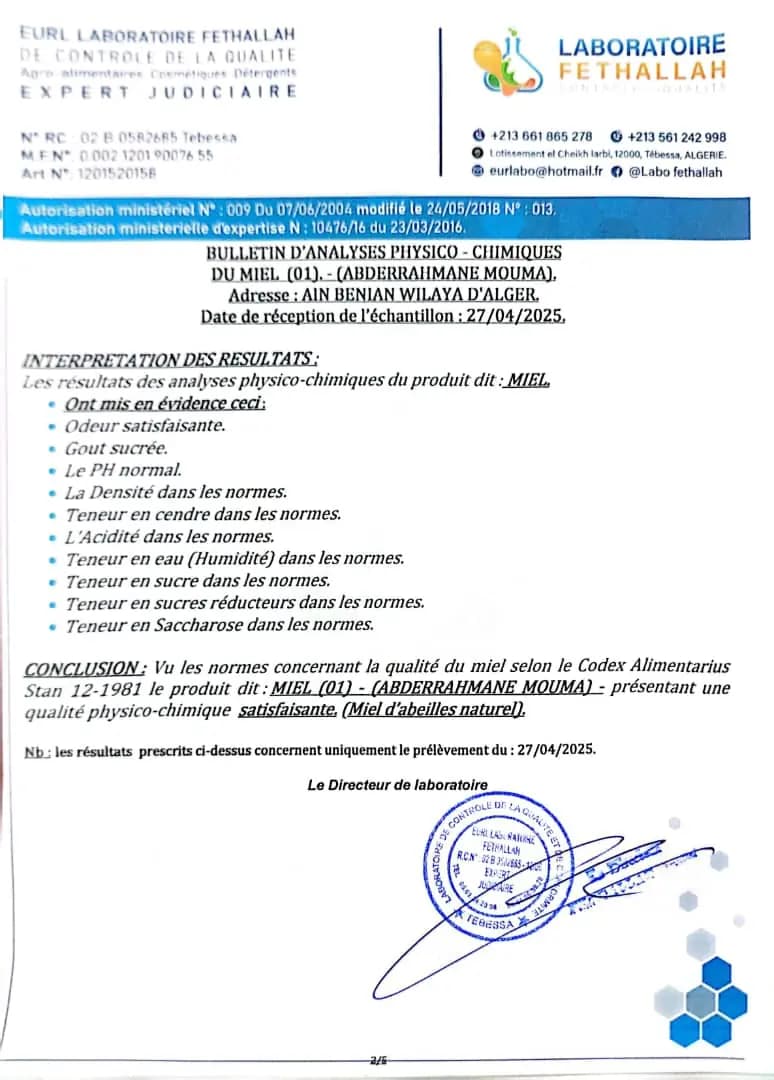 Eucalyptus Honey certificate 2