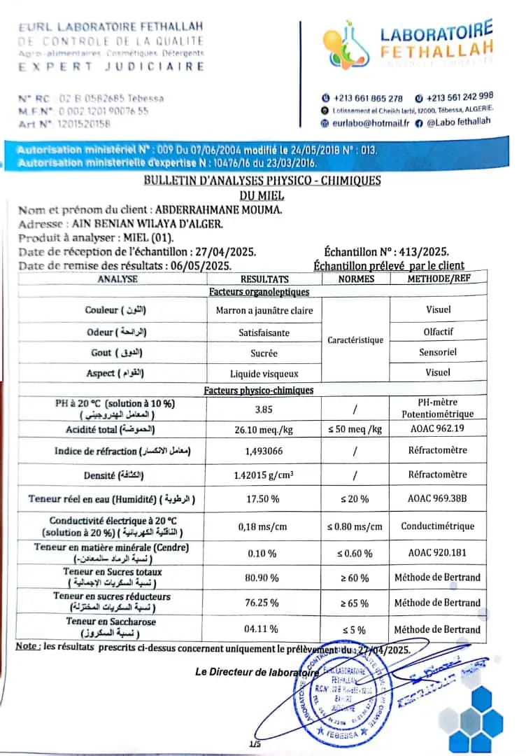 Eucalyptus Honey certificate 3
