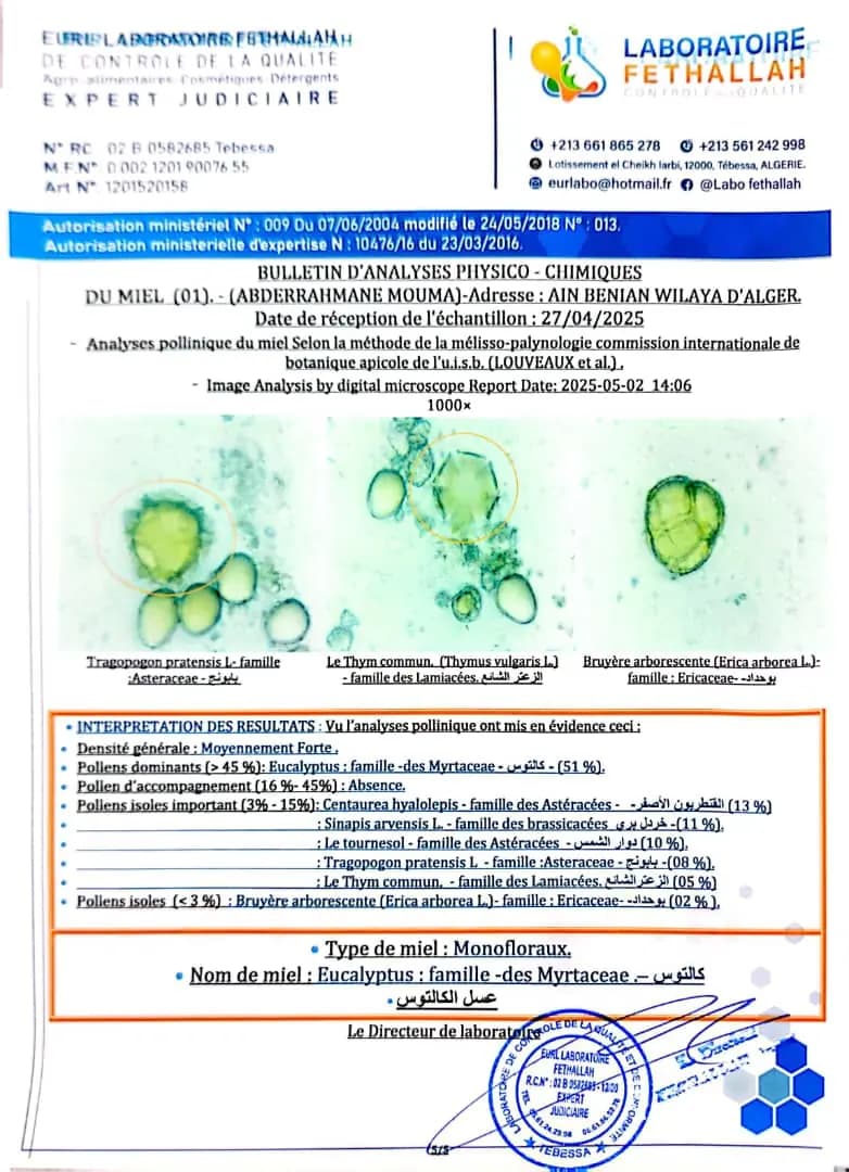 Eucalyptus Honey certificate 1